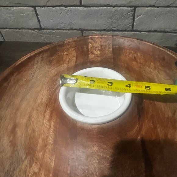 NWT Wooden Chip & Dip Serving Tray Appetizer Platter Dish Bowl Serveware - Picture 8 of 13